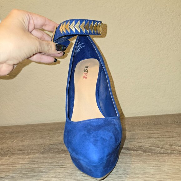 JustFab Verena Ankle Strap Cobalt Blue Heels Size 7M NWOB - Picture 11 of 13